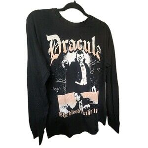 Universal Monsters Dracula Long Sleeve T-Shirt Small Black Horror Graphic...